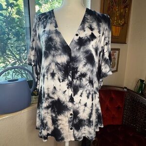 Tie-Dye Button-Up Women's Top